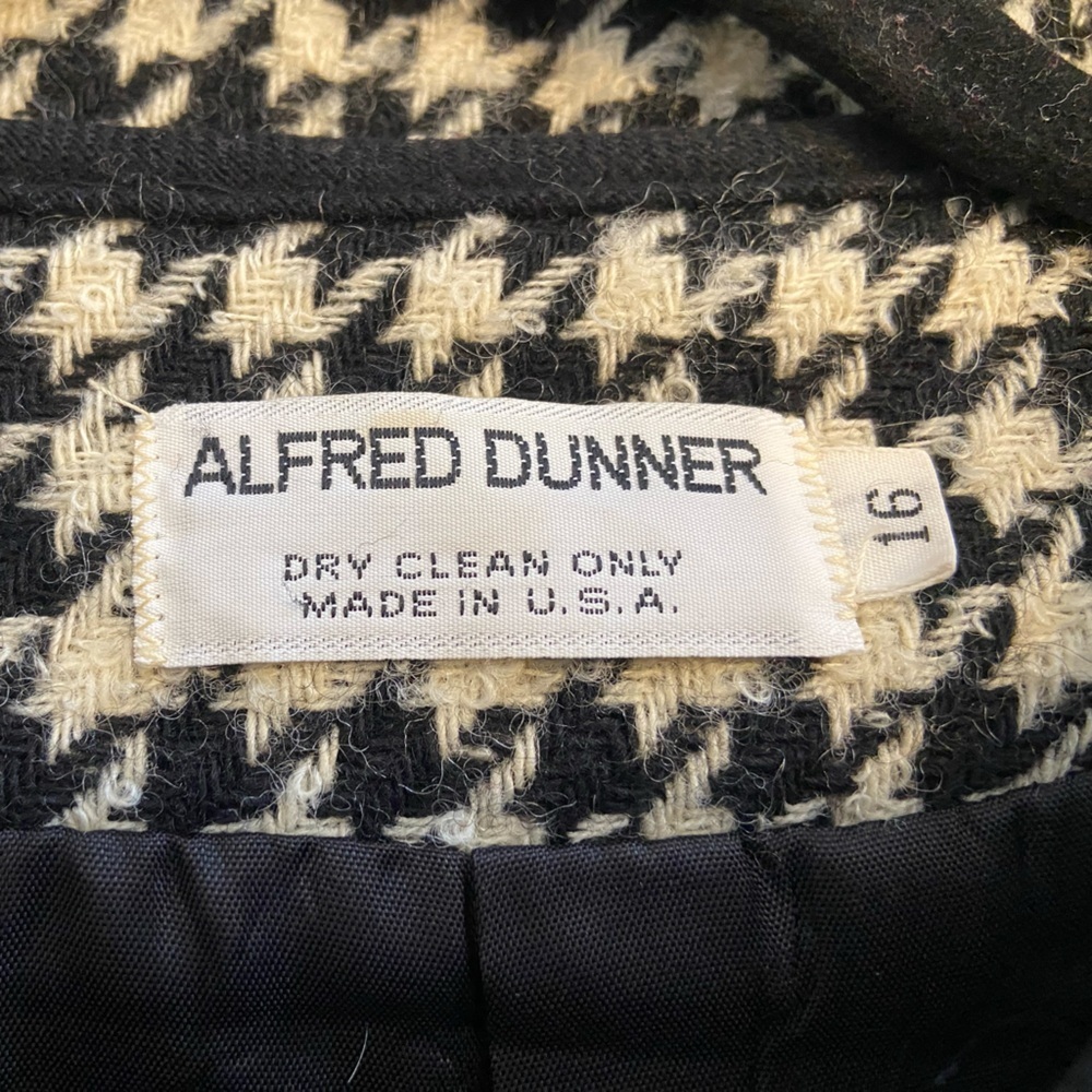 Vtg Alfred Dunner Wool Houndstooth Woman Sz 16 Blazer Jacket Classic Old Money - Picture 6 of 7